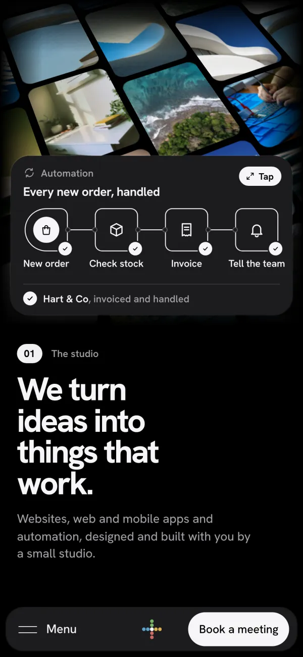This site’s homepage on the phone