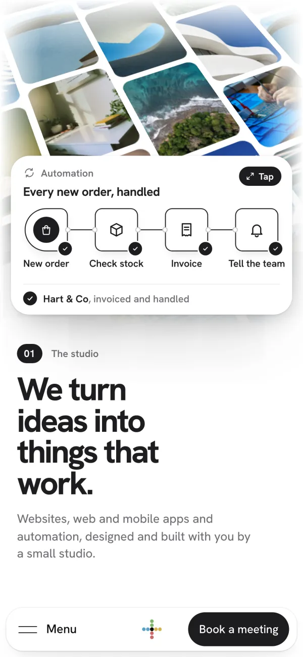 This site’s homepage on the phone